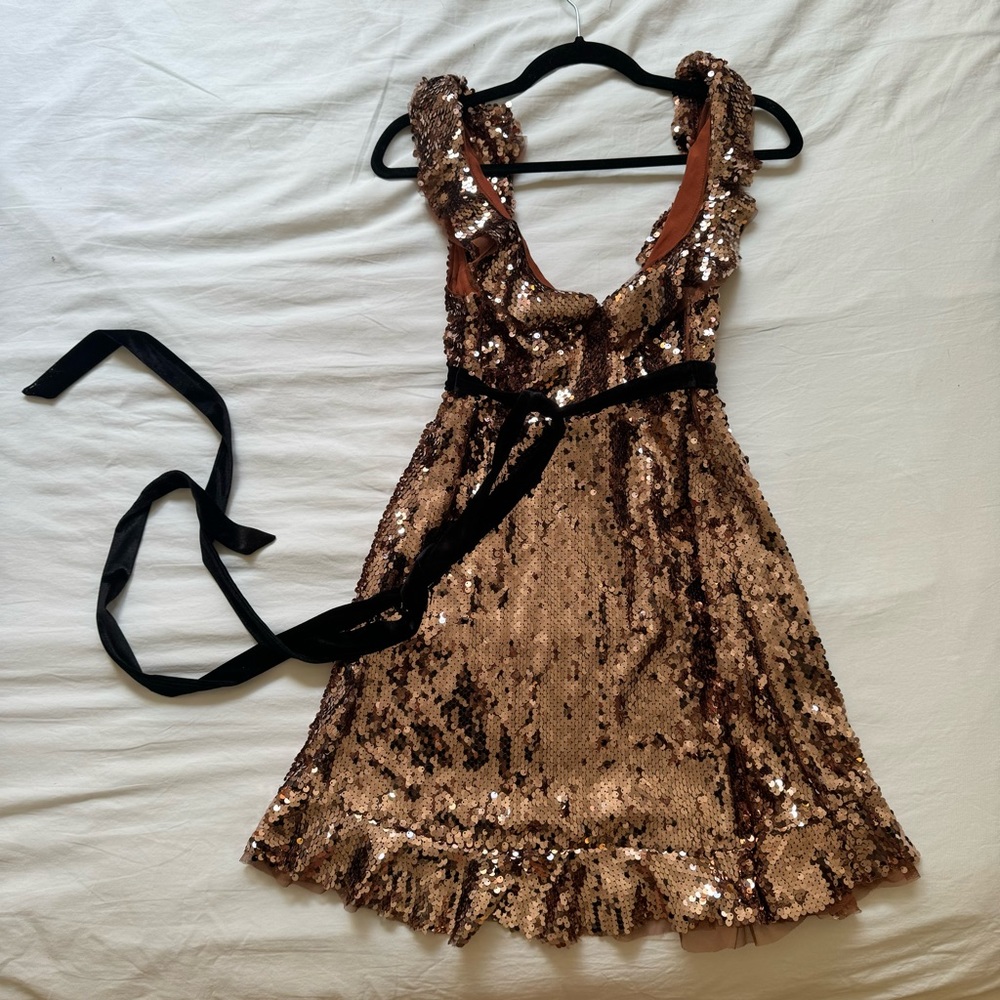 Rose Gold Free People Sequin Mini Dress